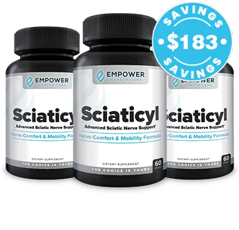 Most popular 90-day supply of Sciaticyl (3 bottles) for consistent sciatic pain relief.