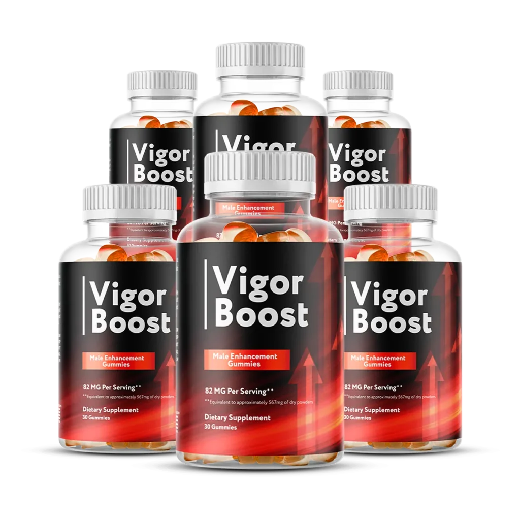 Six bottles of Vigor Boost supplement offering maximum savings and long-term supply.
