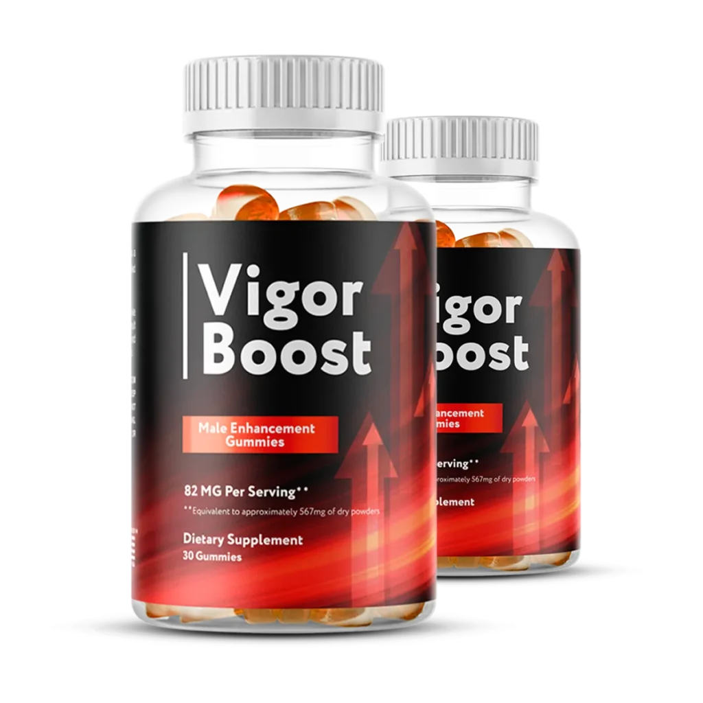 Two bottles of Vigor Boost natural supplement for male performance enhancement.