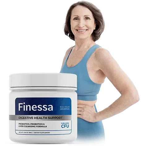 Front view of the Finessa bottle highlighting the probiotic and liver support blend.